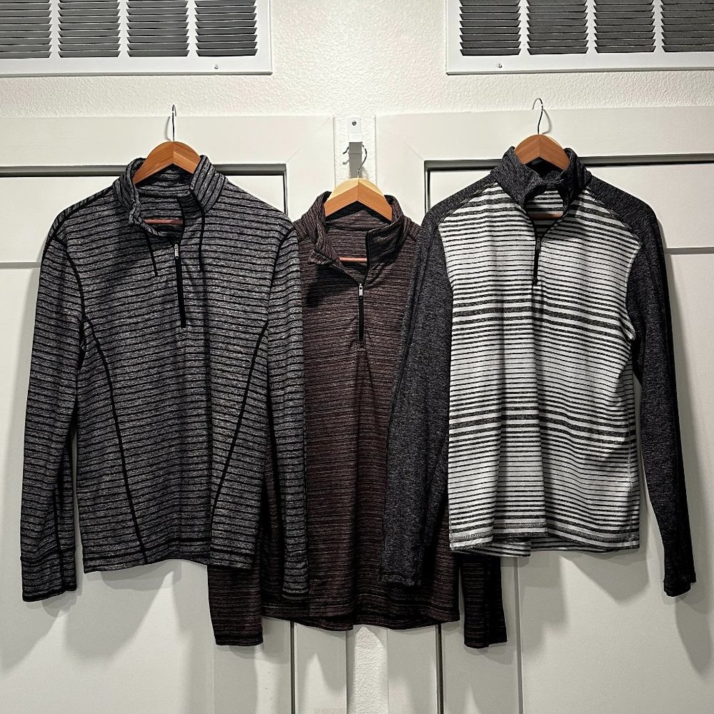 Lot of 3 Mens Surge Warm Up 1/4 Zip Long Sleeve Pull Over Medium M 1/2 Zip